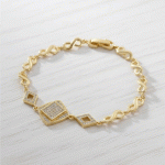 Pulsera Bañada en Oro con Figuras Geométricas y Circones – Elegancia Moderna