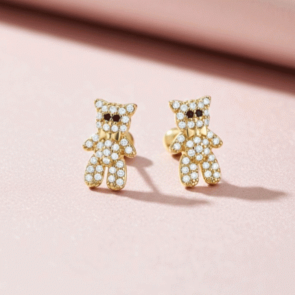 Aretes Ortopédicos para Bebé Bañados en Oro – Ositos con Circones