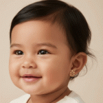 Aretes Ortopédicos para Bebé Bañados en Oro – Tortuguitas con Brillos Ámbar - Imagen 2