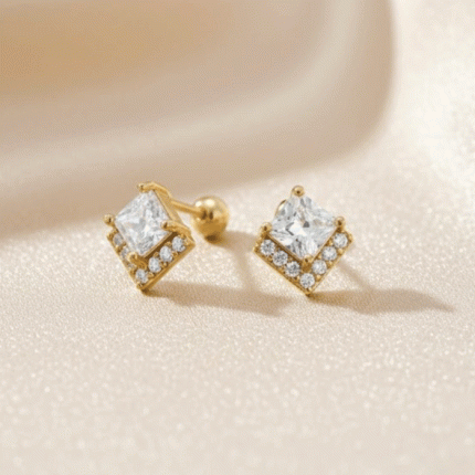 Aretes Ortopédicos para Bebé Bañados en Oro – Cubic Princess con Microcircones