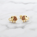 Aretes Ortopédicos para Bebé Bañados en Oro – Elefantitos con Brillos Ámbar