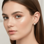 Aretes Círculo de Brillo Bañados en Oro Italiano 24K con Detalles en Oro Blanco - Imagen 2