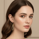 Aretes Elegantes Nudo Dorado Bañados en Oro para Dama - Imagen 2