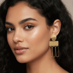 Aretes Geométricos Dorados en Acero Inoxidable para Dama - Imagen 2