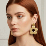 Aretes Flor Dorada en Acero Inoxidable para Dama - Imagen 2