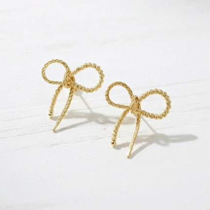 Aretes Lazo Delicado Bañados en Oro para Dama