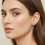 Aretes Lazo Delicado Bañados en Oro para Dama - Imagen 2