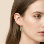 Aretes Sandía Bañados en Oro – Diseño Divertido y Juvenil - Imagen 2