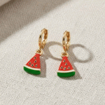 Aretes Sandía Bañados en Oro – Estilo Fresco y Divertido