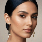 Aretes Largos Estrella Brillante Bañados en Oro con Circones - Imagen 2