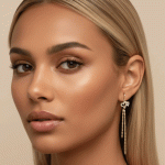 Aretes Largos Corazón Elegante Bañados en Oro con Circones - Imagen 2