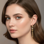 Aretes Largos Corazones Calados Bañados en Oro con Detalles de Circones - Imagen 2