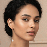 Aretes Largos Flor Brillante Bañados en Oro con Circones - Imagen 2