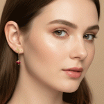 Aretes Medianos “Love Heart” Bañados en Oro con Dije de Corazón Rojo - Imagen 2