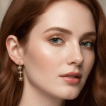 Aretes Medianos Bañados en Oro con Flores Delicadas y Circones - Imagen 2