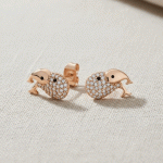 Aretes Mini Ballenas Bañados en Oro con Circones Brillantes