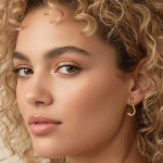 Aretes Curva Minimalista Bañados en Oro con Detalles de Circones - Imagen 2