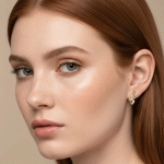 Aretes Rama Floral Bañados en Oro con Circones Brillantes - Imagen 2