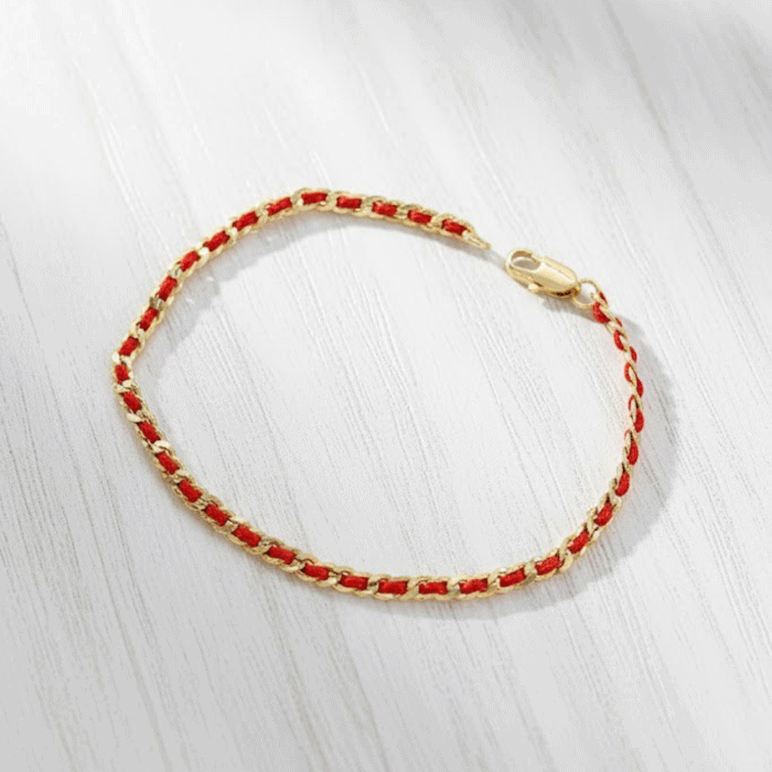 475 Pulsera Tejida de Cordón Rojo con Baño de Oro - Imagen 1