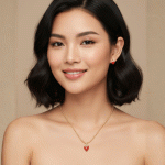 Juego de Cadena, Dije y Aretes Fresa con Detalle de Cristales Bañados en Oro - Imagen 2