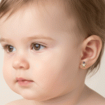 Aretes Ortopédicos para Bebé Bañados en Oro – Diseño Niña con Zircones - Imagen 2