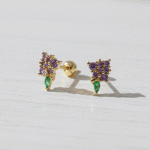 Aretes Ortopédicos para Bebé Bañados en Oro – Racimo de Uvas con Circones