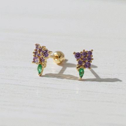 Aretes Ortopédicos para Bebé Bañados en Oro – Racimo de Uvas con Circones