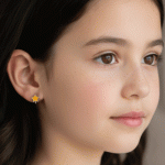 Argollas Huggies para Niñas Bañadas en Plata con Estrella Amarilla - Imagen 2