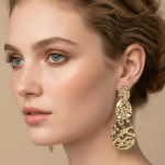 Maxi Aretes de Gotas Triples con Acabado Martillado en Baño de Oro - Imagen 2