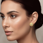 Aretes de Broquel Circulares con Textura de Micro-Esferas en Baño de Oro - Imagen 2