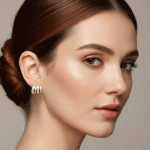 Aretes de Media Argolla Multicapa Bañados en Oro con Circones Baguette - Imagen 2