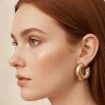 Semi Argollas Chunky "Ribbed" con Baño de Oro - Imagen 2