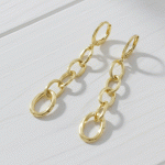 Aretes de Eslabones Alargados en Baño de Oro – Colección Chain Link