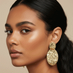 Maxi Aretes de Discos Ovalados con Acabado Martillado en Baño de Oro - Imagen 2