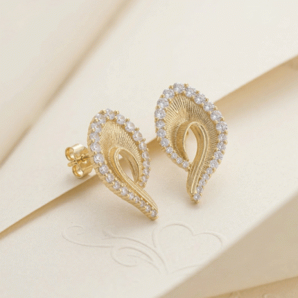 Aretes de Gota Texturizada con Micro-circones en Baño de Oro