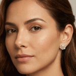 Aretes Florales en Baño de Oro con Circones y Perlas Naturales - Imagen 2