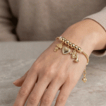 Pulsera de Cadena Bañada en Oro con Dijes de Corazón, Paraguas y Trompa - Imagen 2