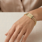 Pulsera de Eslabones gruesos Bañada en Oro con San Judas Tadeo y Circones Verdes Verde - Imagen 2