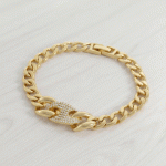 Pulsera de Eslabones Cubanos con Broche Central de Circones