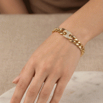 Pulsera de Eslabones Cubanos con Broche Central de Circones - Imagen 2