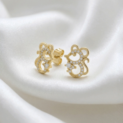 Aretes de Ratoncito en Baño de Oro con Circones