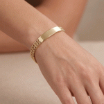 Pulsera Esclava Personalizable en Baño de Oro con Cadena de Malla Franco - Imagen 2