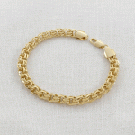 Pulsera de Cadena Tejido Bismark en Baño de Oro Premium