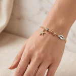 Pulsera Marinera Grumet con Dije Estrella de Mar y Caracola en Baño de 3 Oros - Imagen 2