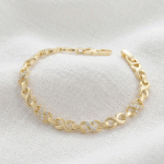 Pulsera de Eslabones Infinito Intercalados con Circones en Baño de Oro