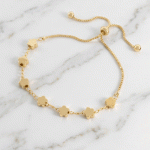 Pulsera Ajustable Flores Silvestres Bañada en Oro