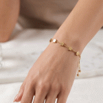 Pulsera Ajustable Flores Silvestres Bañada en Oro - Imagen 2