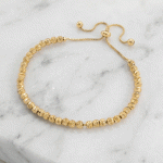 Pulsera Ajustable de Esferas Diamantadas en Baño de Oro
