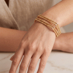 Pulsera Multibanda Geométrico en Baño de Oro - Imagen 2