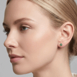 Aretes Topos Flor de Esmeralda Bañados en Oro - Imagen 2